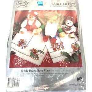 Teddy Bears Place Mats Counted Cross Stitch Kit Set Of 4 By Candamar Designs